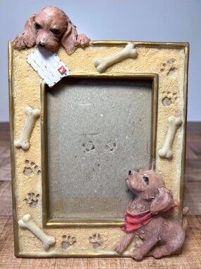 Puppy-Themed Photo Frame With Bone & Pawprint Accents Fits 4x6 Photo